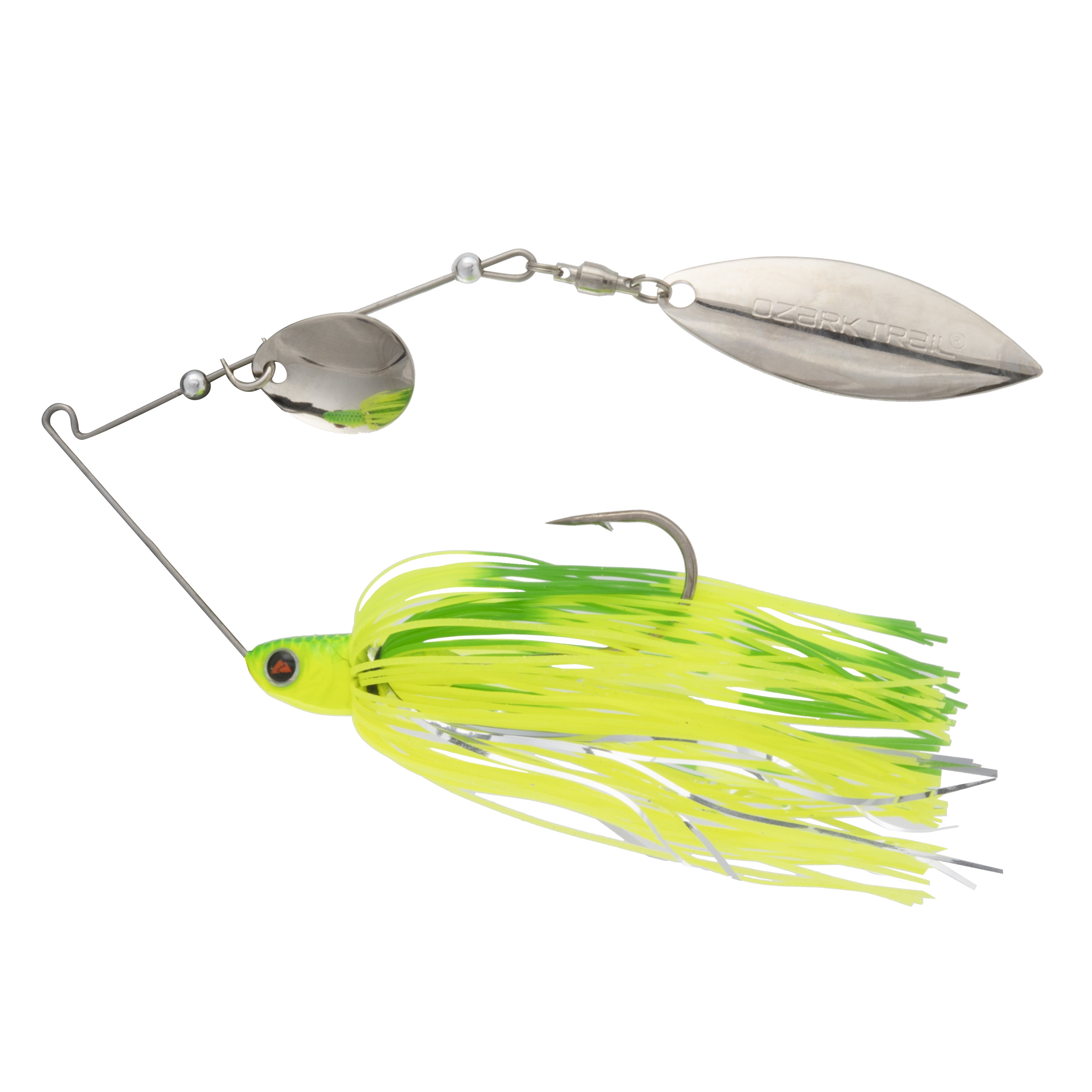 (2 pack) Ozark Trail 1/2 oz. Spinnerbait Lure for Bass Fishing, Chartreuse