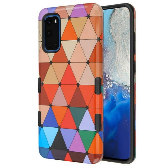 Samsung Galaxy S20 (6.2") Phone Case Marble Design Pattern Dual Layer & TPU Rubber Silicone Full Body Protective Hybrid Armor Heavy Duty Grip Shockproof Cover [Triangle] for Samsung Galaxy S20
