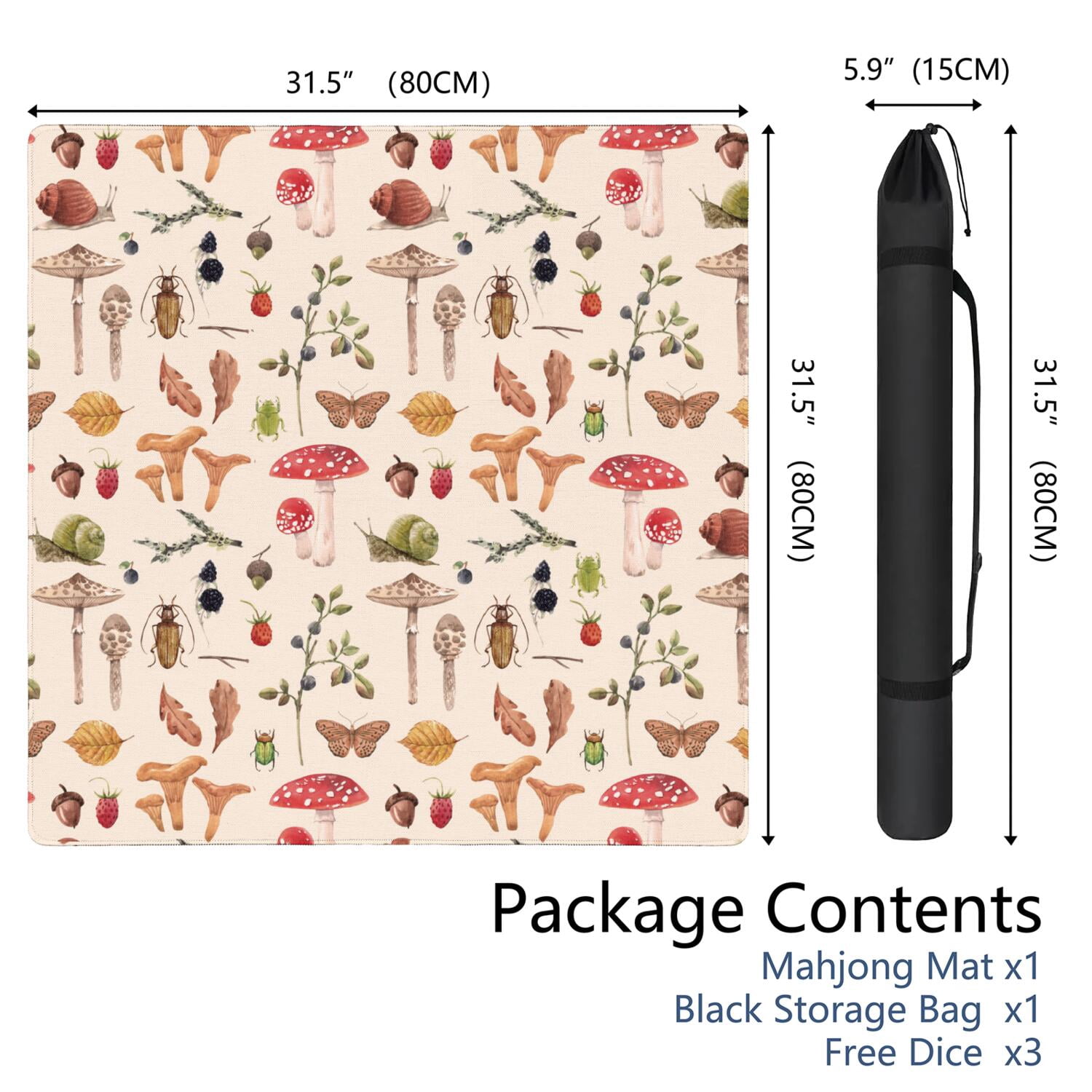 31.5 Inch Plants Inspired Playing Mat Made of Rubber Material Featuring Anti-Slip Non-Skid Backing and Noise Reduction Qualities for Board Games Card Games