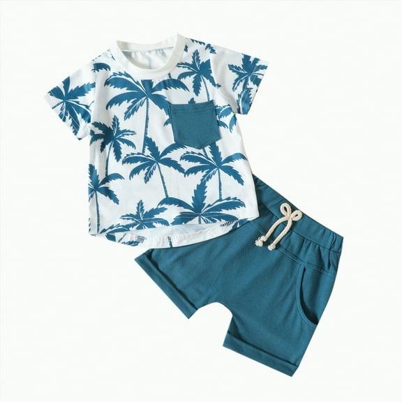 Teen Boy Clothes Baby Kids Spring Summer Cotton Round Neck Printed Short Sleeved Running Suit 0 6 12 18 24 Months 2T 3T T-Shirt with Shorts Boys' Clothing Sets Two Pieces Set