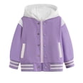 thumbnail image 2 of Boys Varsity Bomber Jacket Girls Baseball Collar Jackets Color Block Drop Shoulder Sweatshirt Lightweight Uniform Preppy Coat, 2 of 4