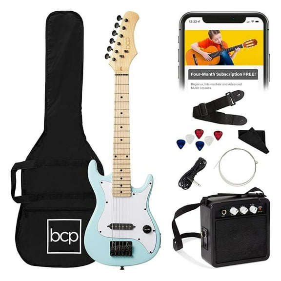 30in Kids Electric Guitar Beginner Starter Kit w/ 5W Amplifier, Strap, Gig Bag, Strings, Picks - Powder Blue