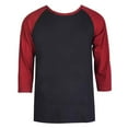 thumbnail image 4 of Men's 3/4 Sleeve Crew Neck Baseball Shirt, Casual Dynamic Cotton Raglan T Shirts, Burgundy/Blue 3XL, 1 Pack, 4 of 7