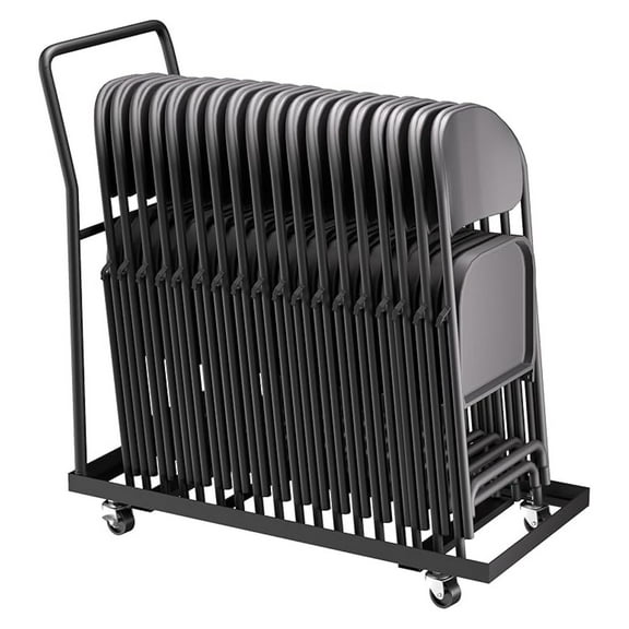 Folding Chair Cart with Wheels - 300 LBS Heavy Duty Metal Hand Truck for 25 Chairs - L-Shaped Event Chair Dolly for Business, Weddings, Conferences