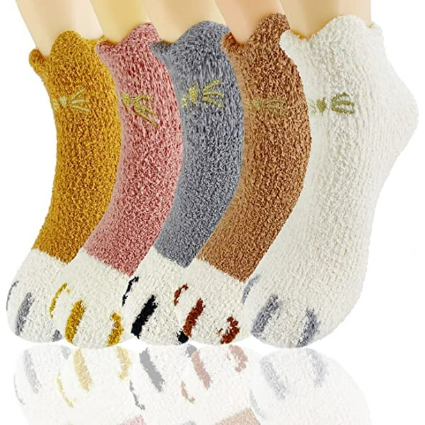 ShenMo Grosses Chaussettes Pattes de Chat Femme Mignonnes Chaussettes  Epaisses Chaude Hiver Coton Chaussettes Chat 