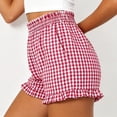 thumbnail image 4 of Cutuoiiu Women's High Waist Gingham Shorts Elastic Ruffled Waist with Ruffle Hem, Casual Summer Beach Shorts with Pockets, 4 of 6