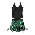 thumbnail image 4 of LIIPEE Girls Swimsuit Sets Casual Summer Solid Color Sleeveless Crew Neck Swim Vest Fashion Graphic Printed Beach Shorts Two Piece Set Children Cute Comfortable Breathable Swimsuits,Black,15-16 Years, 4 of 9