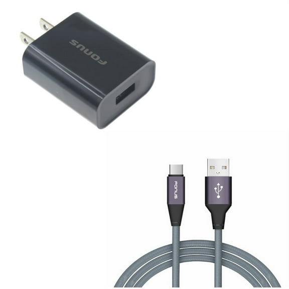 Charger Cord Type-C 6ft USB Cable w USB 18W Quick Home Charger Q9G for Blackberry Key2, Motion, KEYone, LE - BLU G9, Vivo XI Plus, Pro, 5 - BOLD N1 - CAT S48c S61 - Coolpad Legacy S