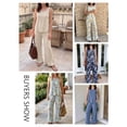 thumbnail image 5 of Anygrew Women's 2 Piece Lounge Sets Sleeveless Ruffle Hem Top and Wide Leg Pants with Pockets Casual Sweatsuit Outfits, 5 of 7