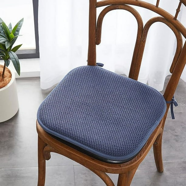Elegant Comfort 2 Pack Chair Cushion Covers Skid Proof Rubber Backing 16 x 16 Inch Thick Dining Square Shape Seat Covers Comfortable Textured Chair Pads with Ties Honeycomb Pattern Navy Walmart Busine...