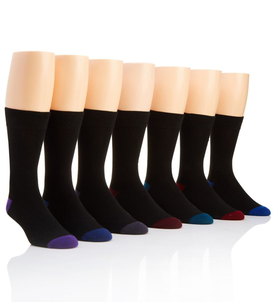 Van Heusen Mens Socks 4 Pairs Black Purple Argyle Polyester Spandex NEW 