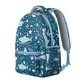 thumbnail image 2 of Blue Watercolor Whale and Dolphin Backpack Durable Waterproof School Bag with Abstract Ocean Sea Life Pattern, Adjustable Straps, Breathable Padding for School and Outdoors, 2 of 6
