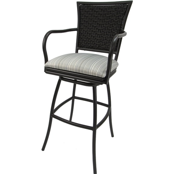 Outdoor Swivel 30" Bar Stool - Erin - Natural Fun Cream Fabric - Brown Metal
