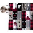 thumbnail image 5 of Bear Deer Buffalo Plaid Valance, Retro Rustic Buffalo Plaid Patchwork Deer Bear Paw Mountain Pine Tree Cottage Style Window Curtain Valance for Bedroom Kitchen Living Room, One Panel 54x18in, 5 of 6