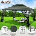 thumbnail image 3 of SANOPY 10'x13.3' Metal Patio Gazebo, Outdoor Gazebo Canopy Tent for Backyard with Mesh Curtains, Gazebos Shelter with Display Shelves, Steel Frame, Patio Covers for Tailgate, 3 of 12