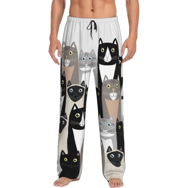Fotbe Colors Cats Pantalones de Pijama para Hombre, Pantalones de Dormir, Pantalones de Casa con Cintura Ajustable y Bolsillos-3X-Large
