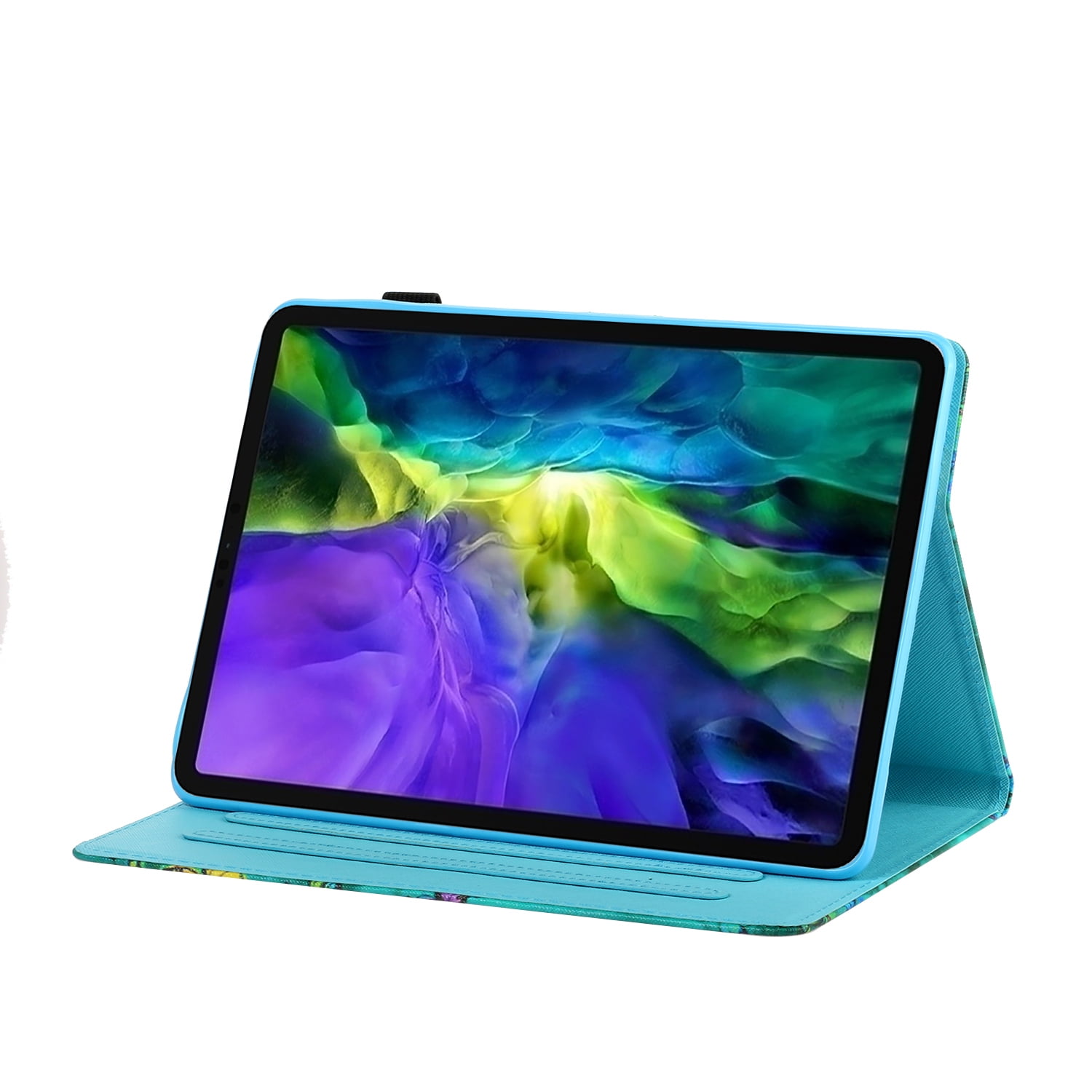 Allytechgroup Slim Fit Case for iPad Pro 11 M4 Case 2024 with Pencil Holder, PU Leather Shockproof Multi Angle Stand Pencil Holder Bumper Tablet Case for Apple iPad Pro 11 inch 2024, Blue Marble