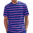 thumbnail image 3 of T-Shirt Décontracté à Rayures pour Hommes, Col Rond, Manches Courtes, Tissu Doux, Été, Décontracté et Décontracté, Violet, m, 3 of 4