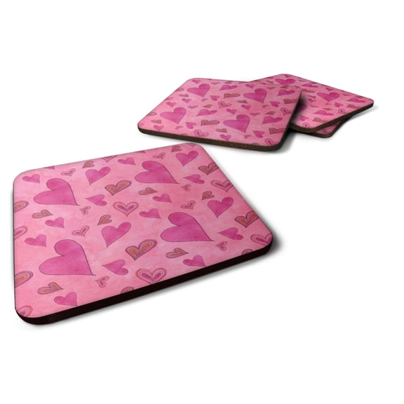 Watercolor Love and Hearts Foam Coaster Set of 4