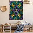 thumbnail image 2 of Fractal Tapestry, Antique Ornate Symmetric Stained Glass Mosaic Window Style Floral Tile Pattern, Wall Hanging for Bedroom Living Room Dorm Decor, 60W X 80L Inches, Green Purple, by Ambesonne, 2 of 5