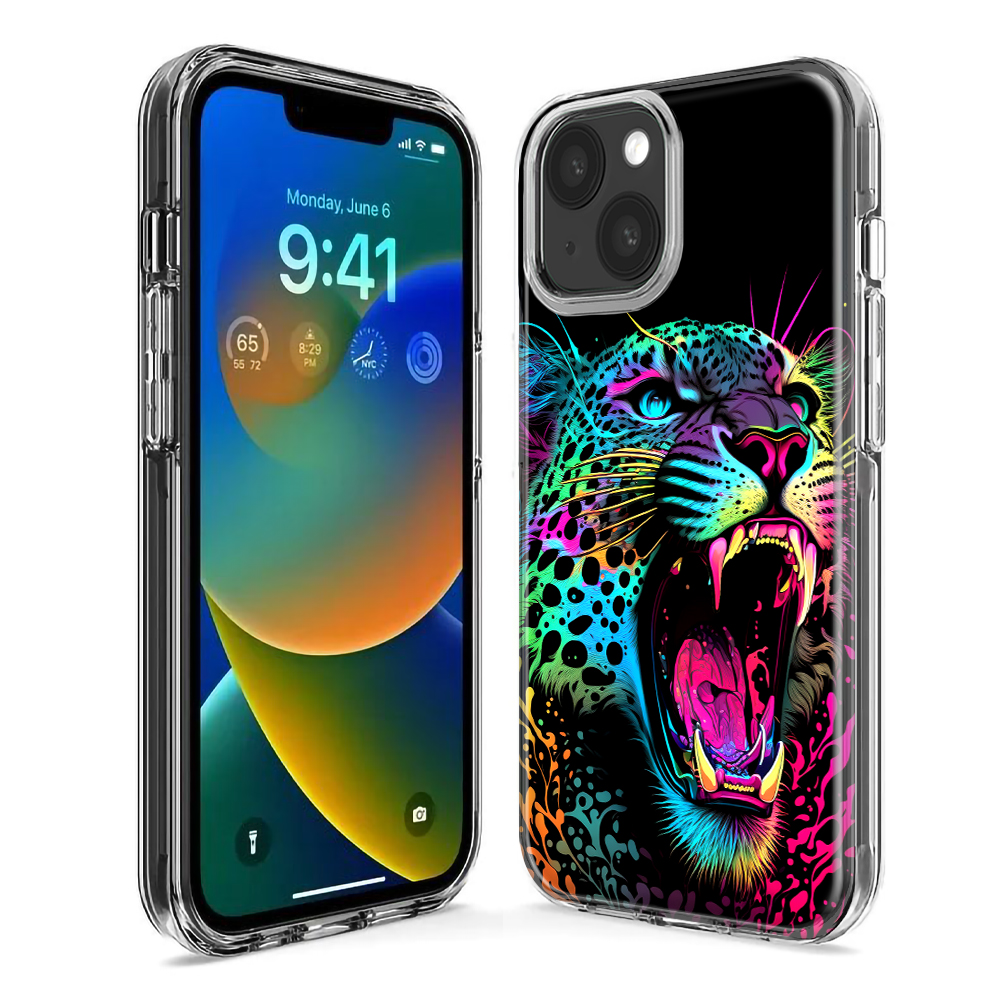 レインボー Apple iPhone Xs MUNDAZE Apple iPhone XS Max Neon Rainbow Glow Colorful Leopard