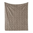 thumbnail image 1 of Earth Tones Soft Flannel Fleece Throw Blanket, Art with Funky Forms Old Fashioned Timeless Stripes Pattern, Cozy Plush for Indoor and Outdoor Use, 60" x 80", Umber White, by Ambesonne, 1 of 6