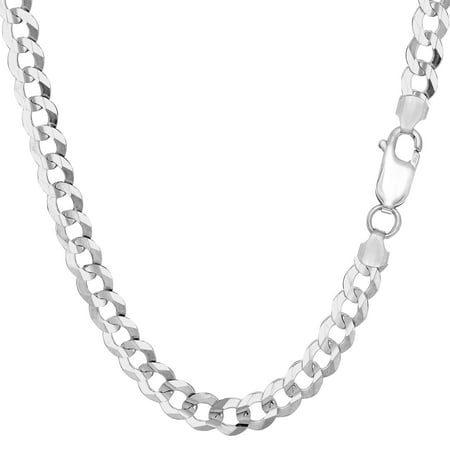 Sterling Silver Rhodium Plated Curb Chain Bracelet, 8.5"