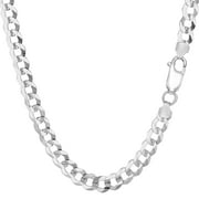 Sterling Silver Rhodium Plated Curb Chain Bracelet, 8.5"