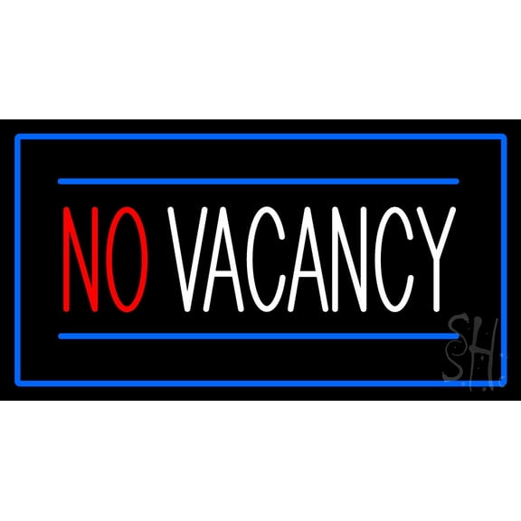 No Vacancy Rectangle Blue LED Neon Sign 13 x 24 - inches, Black Square Cut Acrylic Backing, with Dimmer - Bright and Premium built indoor LED Neon Sign for Defence Force.