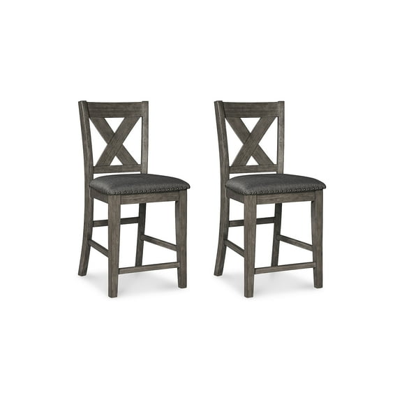 Signature Design by Ashley Caitbrook Rustic 24.63" Counter Height Upholstered Barstool, 2 Count, Gray