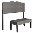 thumbnail image 1 of Modern Velvet Double/Queen Adjustable Height Headboard with Bench in Grey, 1 of 7