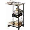 C Shaped Sofa Side Table with Wheels Rolling Small Coffee Table with Drawer Portable TV Tray Table for Couch Bedside Table with Storage Narrow Nightstand for Bedroom End Tables Livin