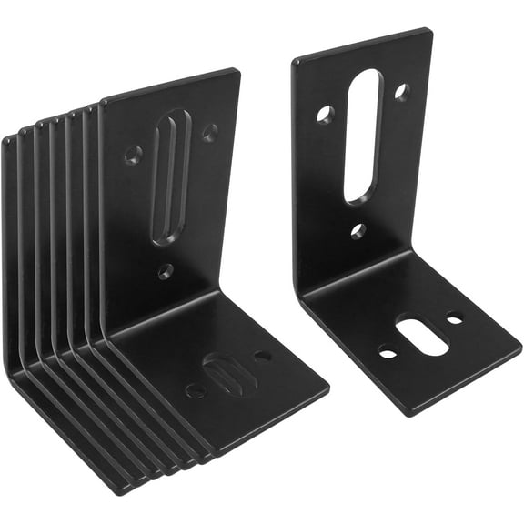 4 Pcs Black Adjustable L Bracket with Slot, 3¼"×2⅜"×1¾" Metal Right Angle Corner Bracket, L-Shape Corner Brace Support Brackets for Fixing Furniture(3mm Thickness, Max.Load 66 lb)