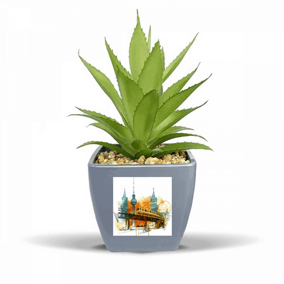 Tokyo Japan Rail Train Tower Fake Pineapple Flower Pot Vase Mini Decor