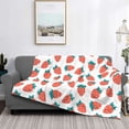 thumbnail image 2 of Honeii Strawberries print throw blanket, crafted from cozy cotton flannel, offers versatile home decor as a bedding suitable for all seasons.-60"x50", 2 of 6