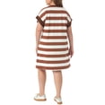 thumbnail image 4 of Agnes Orinda Plus Size Tunic Dress for Women 2025 Summer Short Sleeve Striped Casual t Shirt Dress 1X Brown, 4 of 8