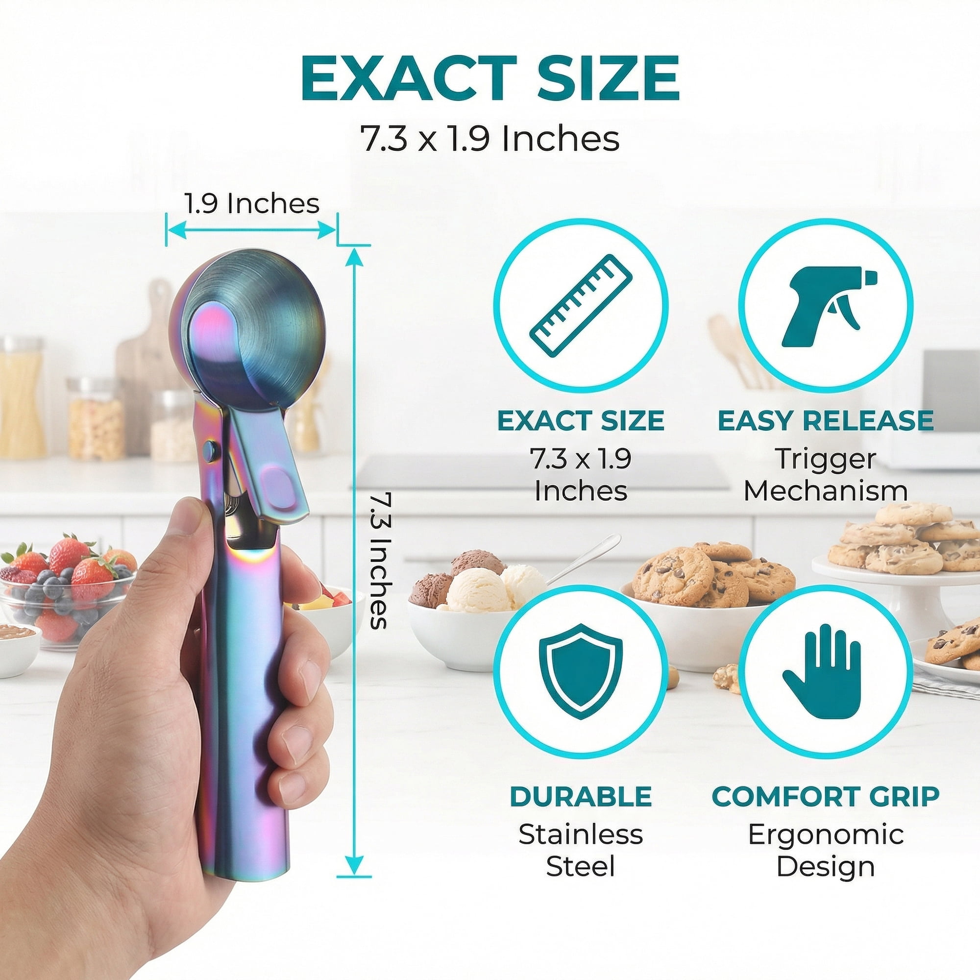 Unique Bargains Stainless Steel Pop-out Scooper with Handle Colorful