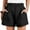 Black, variant on Juslio Women Shorts Drawstring Casual Pockets Loose Comfy Cotton Linen Solid Athletic Shorts Women