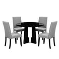 thumbnail image 2 of EUROCO 5-Piece Round Dining Table Set for 4, 43.3'' Kitchen Room Table with 4 Upholstered Chairs and Solid Wood Frame,Kitchen Table Set for Home Living Dining Room, Grey & Black, 2 of 8