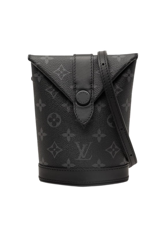 Pre-Owned Louis Vuitton Monogram Eclipse Envelope Handbag Pouch Shoulder Bag Black Gray Leather...