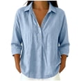 thumbnail image 4 of Cotton Linen Tops for Women - 2026 Summer Gauze Shirts Button Down V Neck Half Sleeve Blouses Dressy Casual Clothes, 4 of 8