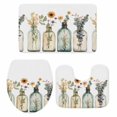 thumbnail image 2 of Watercolor Flowers Bathroom Rugs Set Vintage Eucalyptus Leaf Daisy Plant Non Slip Absorbent Soft Bath Mats 3 Piece Set with Bathroom Rug, U-Shaped Floor Mat, Toilet Seat Cover Large Size, 2 of 9