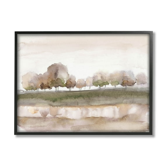 Stupell Industries Orchard Landscape Watercolor Scene Painting Black Framed Art Print Wall Art, Design by Nan