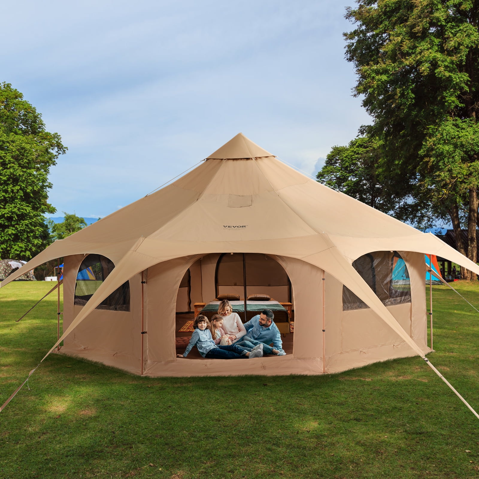 TOMOUNT Winter Season Canvas Tent with Stove Jack, Luxury TOMOUNT Winter Season Canvas Tent with Stove Jack, Luxury