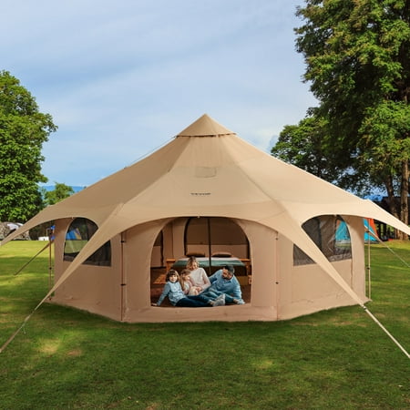 KFFKFF Canvas Tent 4 Seasons 5 m/16.4 ft Bell Tent for Camping with Stove Jack