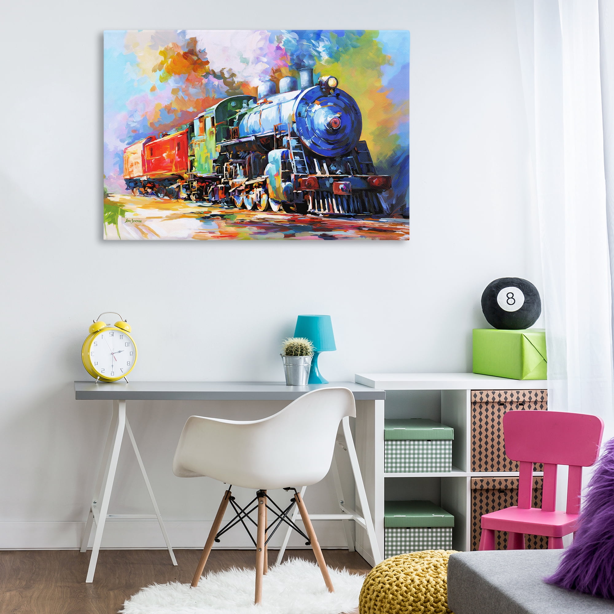 Stupell Industries The Last Train Transportation Painting Wrapped Canvas Art Print Wall Art, 45 x 30