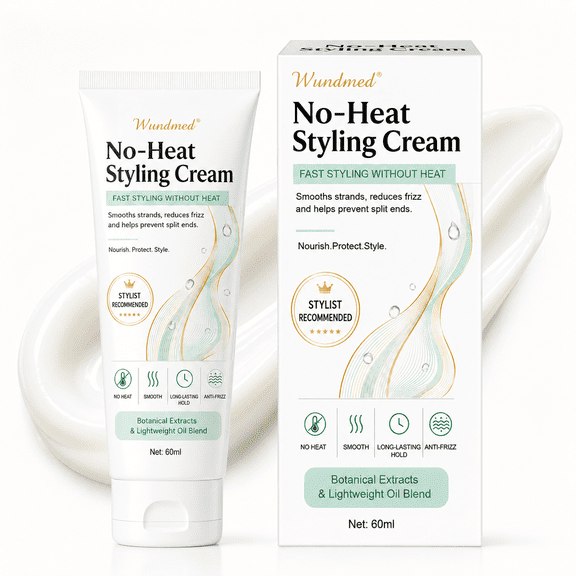 Wundmed Frizz Control Air Dry Cream Lightweight Wave Enhancing Formula for Overnight Hair Styling and Daily Smoothness 2 oz
