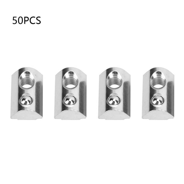 50 tuercas elásticas de aluminio con ranura en T, estándar europeo (M6)