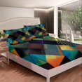 thumbnail image 3 of Twin Size Sheet Set for Men & Women - Luxurious Diamond Geometric & Grid Plaid Design | Colorful Checkered & Abstract Sheets for Boys Girls | Modern Geometry Diamond Striped Bed Sheets Set, 3 of 5