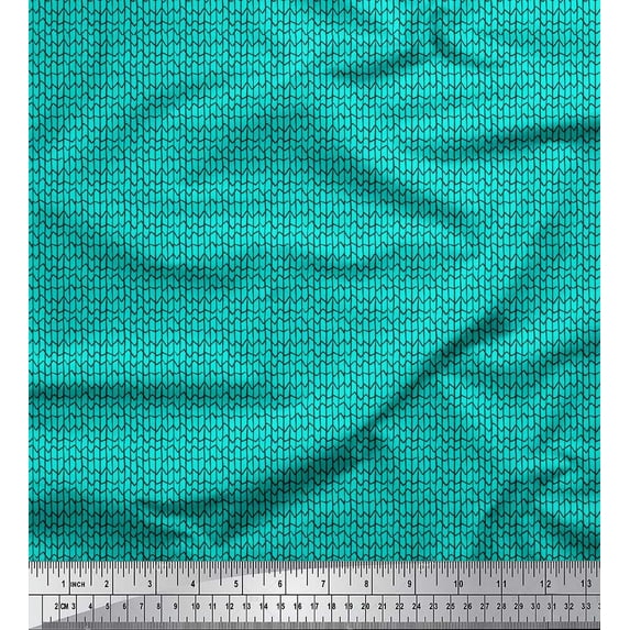 Soimoi Green Rayon Fabric Mosaic Stripe Printed Craft Fabric by the Yard 42 Inch Wide